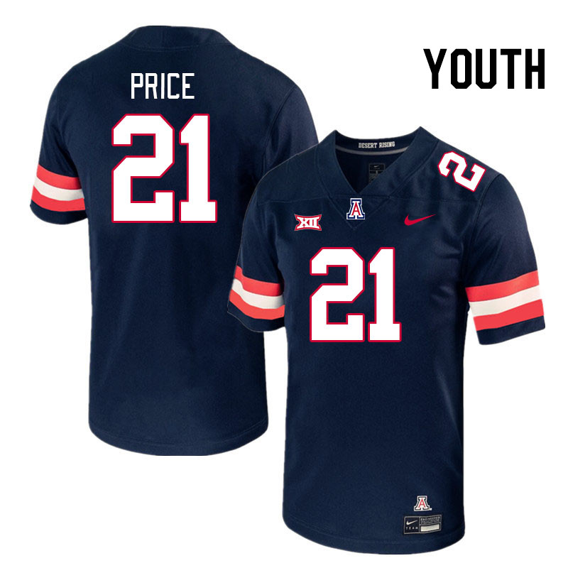 Youth #21 Johno Price Arizona Wildcats Big 12 Conference College Football Jerseys Stitched-Navy